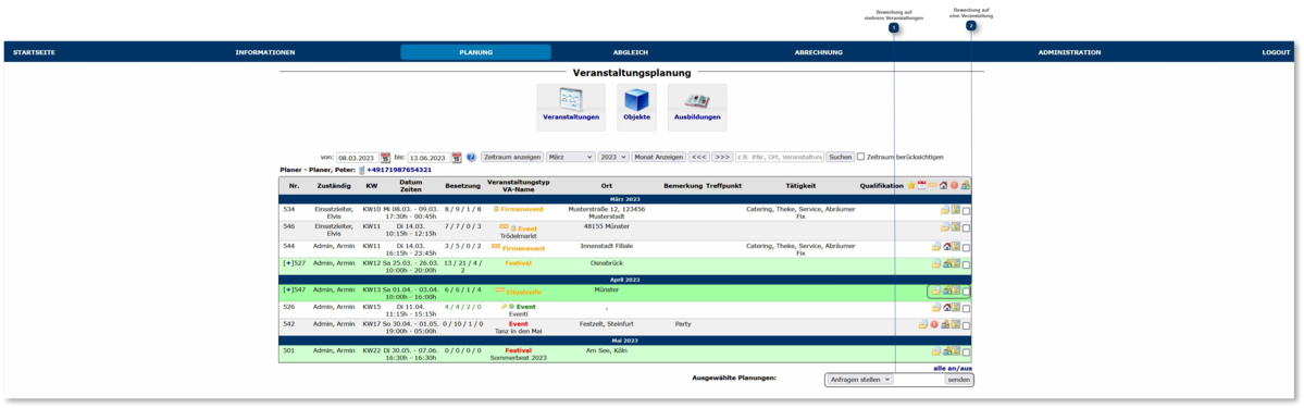 5.1.1. Bewerbung auf eine Veranstaltung